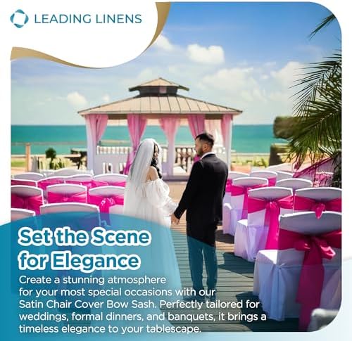 Leading Linens 150 pcs Fuchsia 108"x8" Satin Bow Sash Chair Cover Decor - Image 3