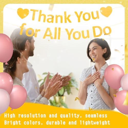 Thank You Banner Appreciation Banner for Appreciation Decorations Teacher Thanks Volunteer Events Office School Organization Thank You Parties (Gold) - Image 5