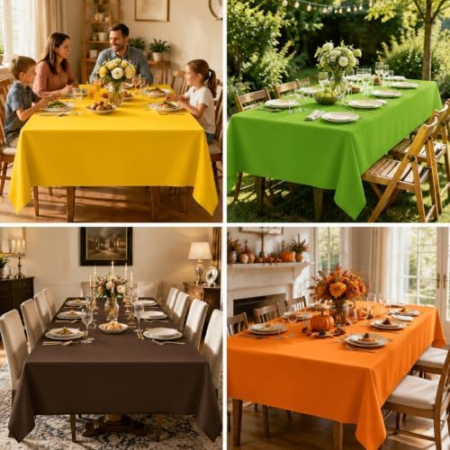 12 Pcs Fall Plastic Tablecloths, Yellow Orange Green Coffee - Image 7