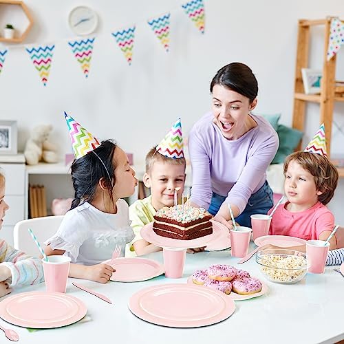 228PCS Pink Party Supplies Set for 30 Guests Paper Plates Set - Image 4