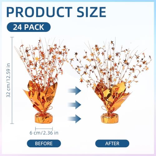 24 Pack Orange Metallic Foil Spray Centerpiece Star Table Decoration Burst Table Centerpieces for Birthday Graduation New Year Halloween Party Supply (Orange) - Image 3