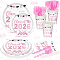 168 Pink Graduation Decor Pink Bow Class of 2026 Party Supplies by Sunnychicc