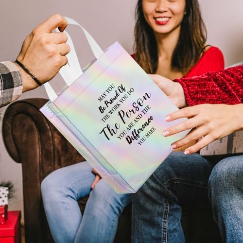 36 Pcs Thank You Reusable Gift Bags Employee Appreciation Gift Bags May You Be Proud Team for Employee Teacher Student Coworker Secretary Assistant Gifts(Laser Silver,10x8x4Inch) - Image 2