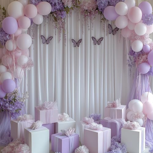 White Backdrop Curtains for Wedding Parties, 10x7FT Wrinkle Free Photo Backdrop Curtains for Wedding Birthday Party Baby Shower, Fabric Drape with Rod Pockets 5ft x 7ft, 2 Panels - Image 2