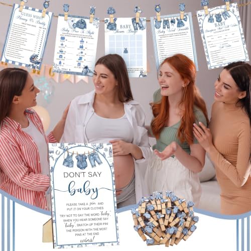 Patelai 321 Pcs Baby Shower Games Supplies, Blue Jean - Image 6