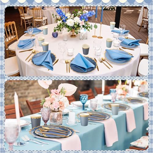 Mimorou 169 Pcs Dusty Blue Plates Napkins Cups Flatware Set - Image 6