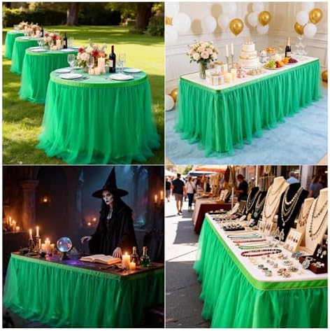 THARAHT Tulle Table Skirt 6FT 180CM Long for Rectangle Tables Round Tables Ruffle Desk Skirt for Princess Girls Birthday Party Cake Dessert Decorations Table Skirt - Image 6