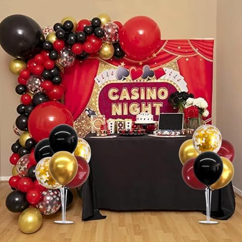 TONIFUL 4 Set Burgundy Red Black Gold Balloon Stand Centerpiece for Table - Image 5