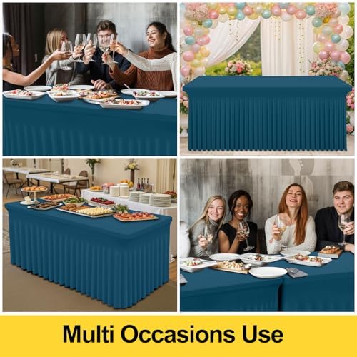 Smiry 2 Pack Spandex Elastic Fitted Table Cloth Skirt for 6FT Table - Image 5