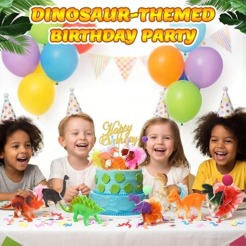 Novabright 76 Pcs Dinosaur Party Animal Cake Toppers Party Decorations - Image 5