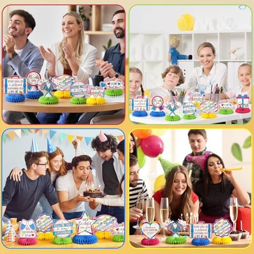 12 Pcs We Appreciate You Decoration Thank You Honeycomb Centerpiece Employee Appreciation Table Decorations Thank Table Topper for Doctor Employee Party Supplies(Colorful) - Image 6