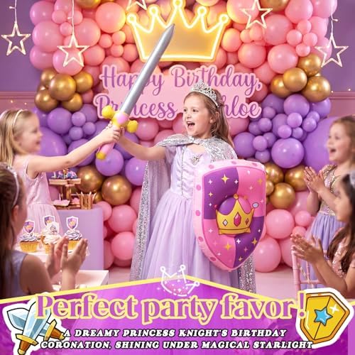 Poen 4 Pcs Inflatable Sword and Shield Medieval Knight Party,Princess - Image 5