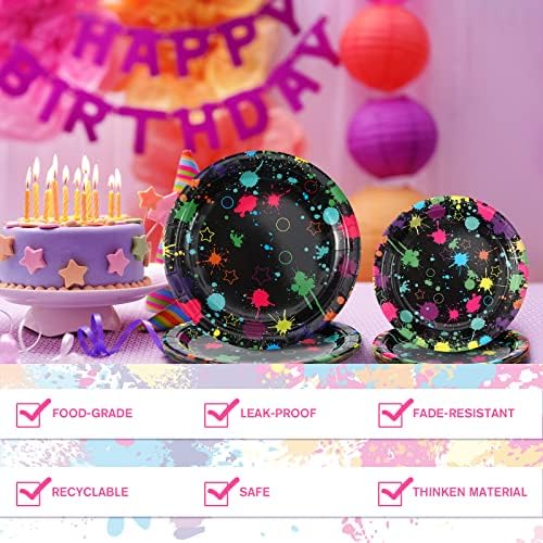 100 Pcs Neon Party Plates and Napkins,Halloween Tableware Set for 20 Guests - Image 5