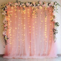 Fomcet Tulle Backdrop Curtains with Lights Peach Sheer Curtain 10x10ft by Fomcet