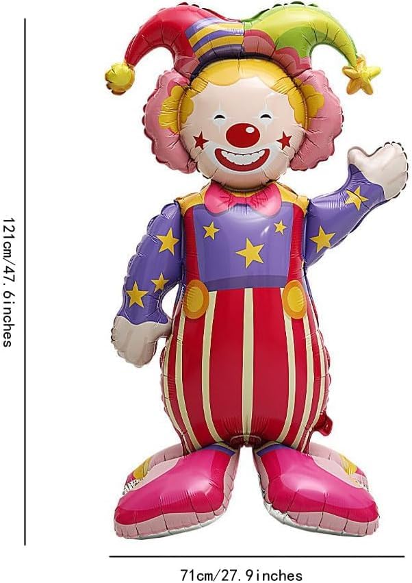 10 Pack Circus Carnival Foil Balloons Set, 4D Self Standing 47.6 Inches Huge Circus Clown Popcorn 22Inches Carnival Foil balloons Halloween Christmas Theme Party Decorations - Image 2