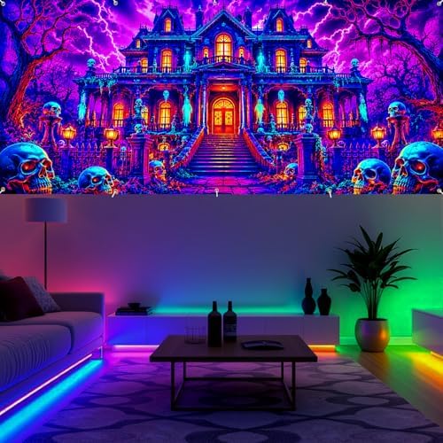 7 x 16 ft Mystic Manor Halloween Garage Door Decorations Halloween decorations Witch Door Cover, Hanging Banner Backdrop Mural for Home, Outdoor, Indoor, Spooky Party, Wall, Window - Image 3