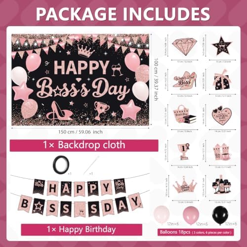 Rose Gold Happy Boss’s Day Party Decorations for Boss Lady - Image 2