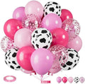 Pink Cow Balloons, Cow Print for Cowgirls Western Rodeo Farm Birthday Party by Saxuxu