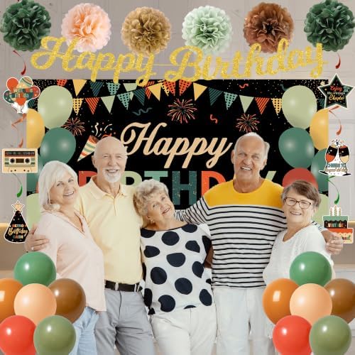 Vlipoeasn Vintage Colorful Birthday Party Decorations Kit with Backdrop - Image 4