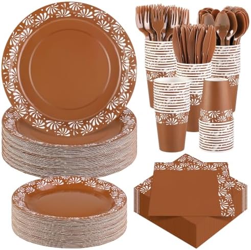 Kochorie 400 Pieces Cielito Lindo Party Supplies, Platos De Barro Mexicanos Fiesta Disposable Tableware Sets with Paper Plates Cups Napkins Cutlery Serves 50 for Baby Shower Mexican Party Supplies by Kochorie