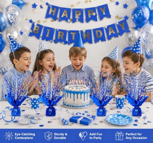 6 Pack Blue Silver Star Spray Centerpiece, Graduation Party - Image 5