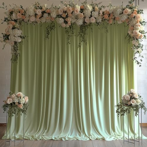 10x10FT Sage Green Backdrop Curtains for Wedding Parties, Wrinkle Free Photo Backdrop Curtains for Wedding Birthday Party Baby Shower, Fabric Drape with Rod Pockets 5ft x 10ft, 2 Panels - Image 6