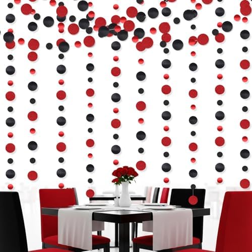 Outus 5 Pieces Black,Red Round Dots Garland Party Hanging Decor - Image 4