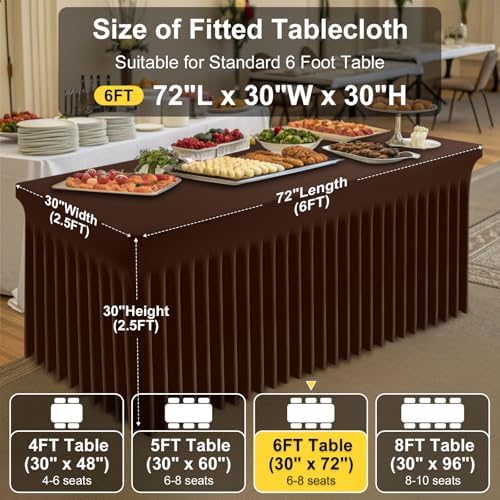 Smiry 2 Pack Spandex Elastic Fitted Table Cloth Skirt for 6FT Table - Image 4