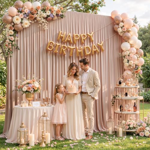 20x10ft Blush Nude Backdrop Curtain Panels for Parties - Wrinkle Free Polyester Photo Curtain Backdrop Wedding Back Drop Fabric Drapes for Party Decorations Background for Photography - Image 2