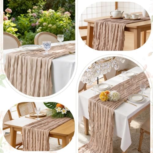 6 Pack Nude Cheesecloth Table Runner 35"×120" Gauze Fabric Table Runner - Image 5