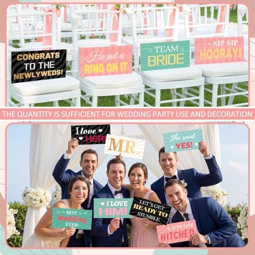 Beeveer 24 Designs Wedding Photo Booth Props, Double Sided PVC Signs - Image 6