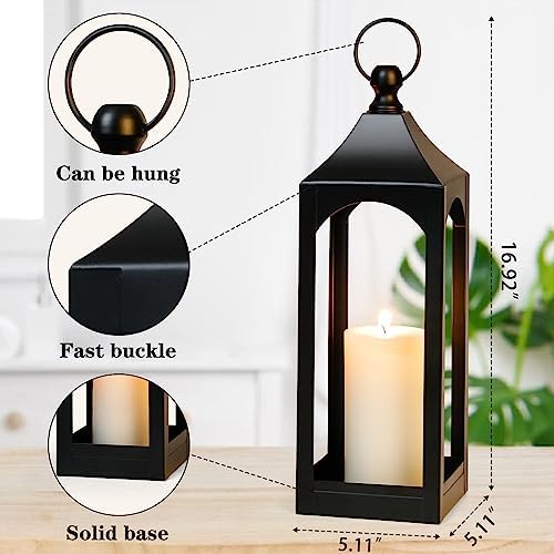 Modern Farmhouse Lantern Decor Metal Decorative Hanging Candle Lanterns - Image 2