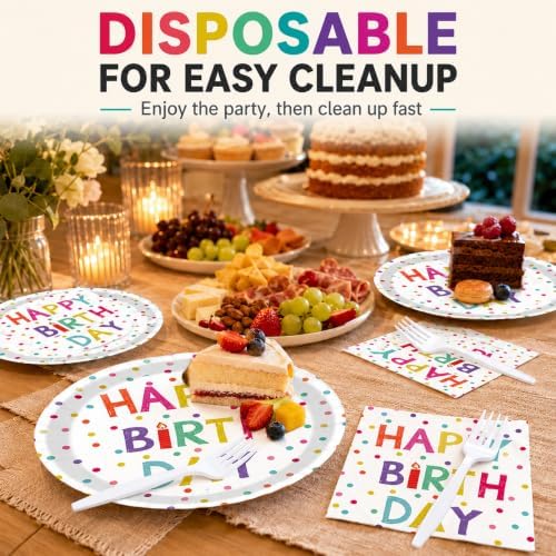 72 Pcs Birthday Plates Napkins and Forks Set, 7 Inch, Serves 24 Guests - Image 6
