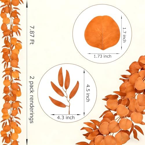 CQURE 12 Pack 84Ft Eucalyptus Garland,Artificial Eucalyptus Willow Leaves Table Greenery Garland Wreath Vines for Wedding Party Table Fireplace Bedroom Wall Room Decor - Image 2