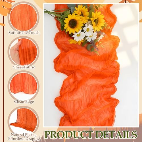 6 Pcs Fall Cheesecloth Table Runner Thanksgiving Boho Gauze 118" - Image 5