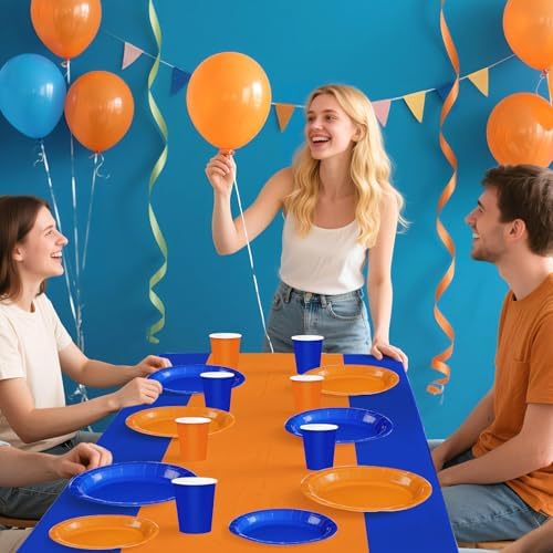 170 Pcs Orange and Blue Birthday Party Decorations, Serves 24 - Image 5