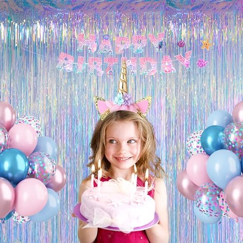 Iridescent Tinsel Backdrop with Extra Tape, Melsan 3.28 x 8ft for Birthday - Image 6