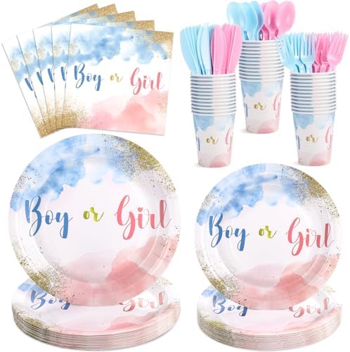 Gender Reveal Party Supplies Set, 175 Pcs, Serves 25, Pink Blue by Xiangqu