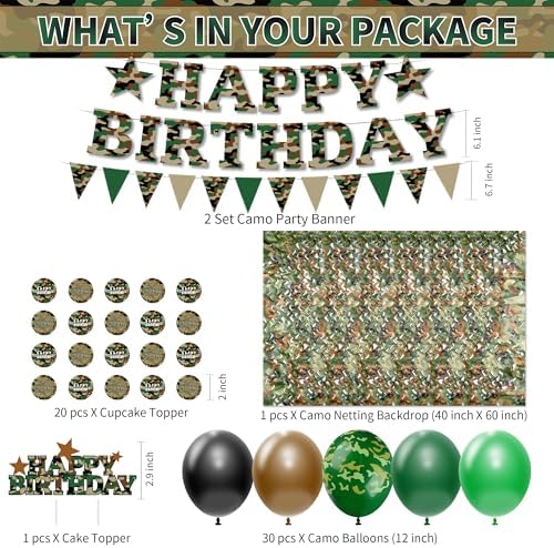 Srua Don Camouflage Army Birthday Party Decorations, Camo Hunting Serves 24 - Image 3