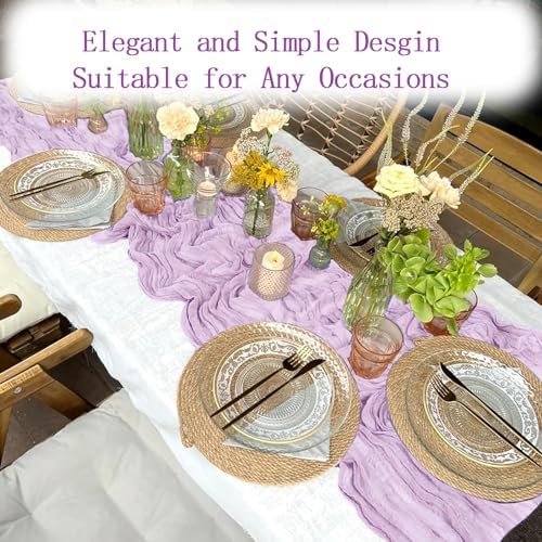 16 Pack Lavender Cheesecloth Table Runner 20 x 120 inch Gauze Table Runners 10 FT Long,Semi Sheer Boho Cheese Cloth Fabric Table Runner Bulk for Wedding,Party,Baby Shower,Bridal Shower Decoration - Image 6