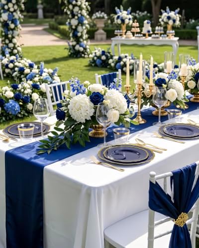 Hioasis 175 Pcs Blue Gold Plastic Plates Wedding & Party - Image 6