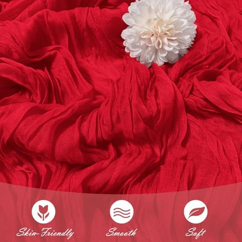 30 Pack Red Cheesecloth Table Runner 17 x 108 inch Cheese Cloth Table Runners 9ft Red Table Runner Rustic Romantic Sheer Gauze Runner for Wedding Party Baby Shower Table Decoration - Image 5