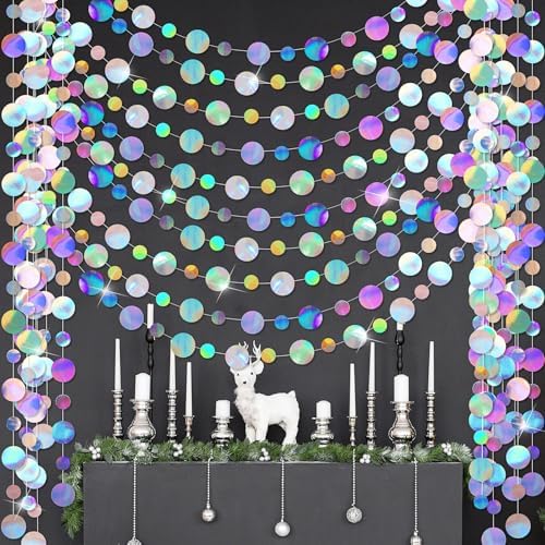 Outus 10 Pieces Laser Silver Round Dots Garland Party Hanging Decor by Outus
