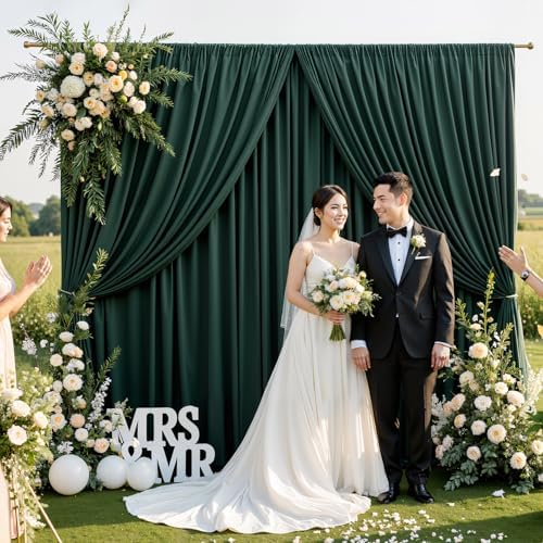 30ftx10ft Wrinkle Free Hunter Green Backdrop Curtains for Party Background, 6 Panles Silky Green Photo Backdrop Drapes Back Drop Cloth for Wedding Birthday Photography Baby Shower Decor - Image 3