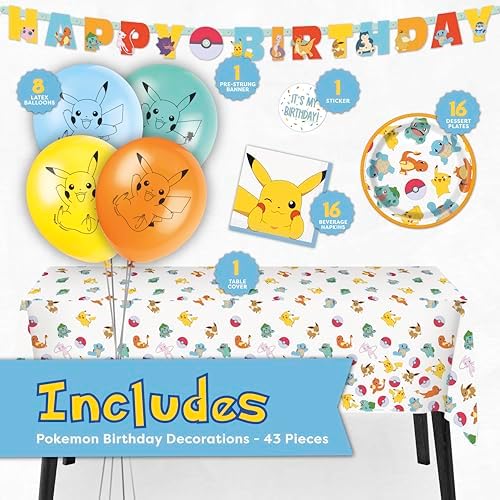 Pokemon Birthday Decorations and Party Supplies with Balloons & Tablecloth - Image 2