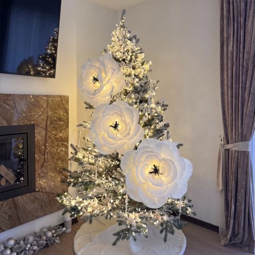 Giegxin 3 Pcs 31.5" 24" Giant White Christmas Paper Flowers Ornaments - Image 5