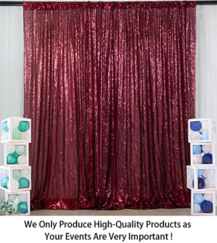 ShinyBeauty Sequin Backdrop Curtains Burgundy 8FTx10FT Glitter Curtain Wine Sequin Backdrops Shimmer Fabric Background Maroon Sequence Backgrounds Rustic Wedding Decor - Image 2