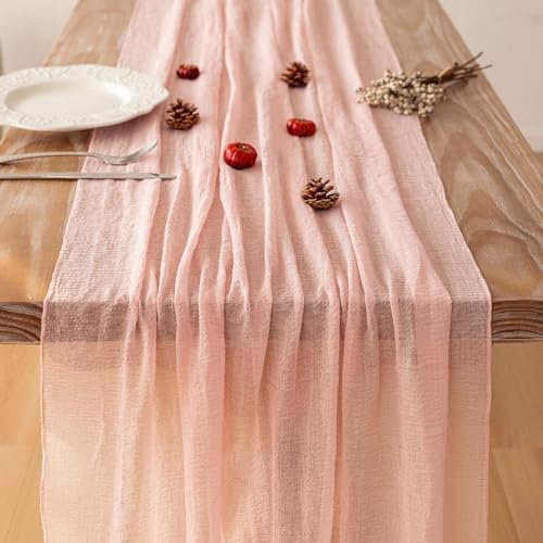 6Pcs Pink Cheesecloth Table Runner 120 Inches for Party Home Decor - Image 5