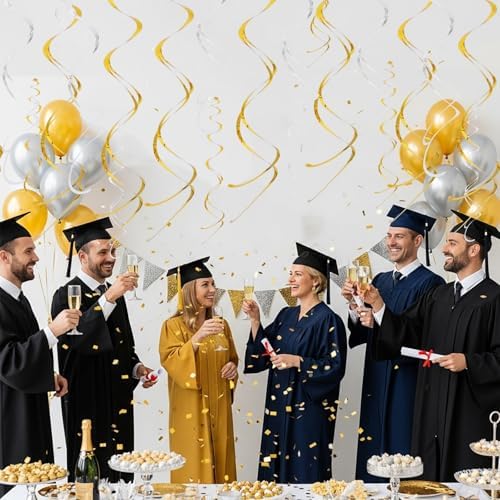 BEISHIDA 20Pcs Gold Silver Hanging Swirls Wedding Graduation Ceiling Decor - Image 5