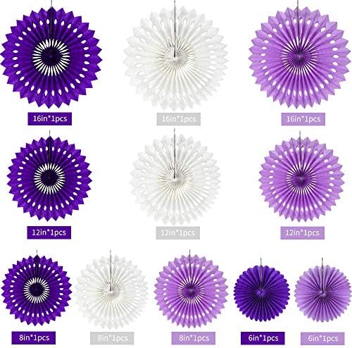 BEISHIDA Honeycomb Round Paper Fans Purple White Hanging Party Decoration - Image 2